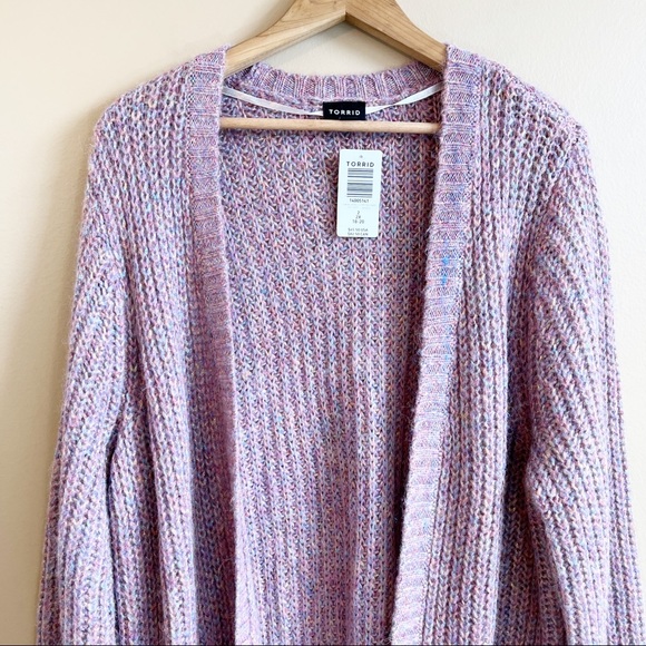 NWT TORRID lilac rainbow lurex open front cardigan size 2X MSRP $66 - Picture 3 of 11